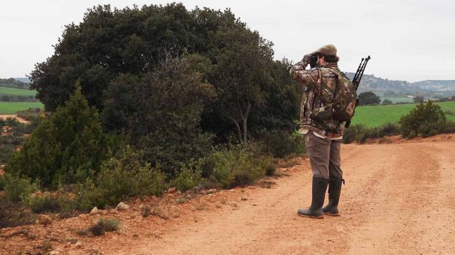 Un cazador en un camino