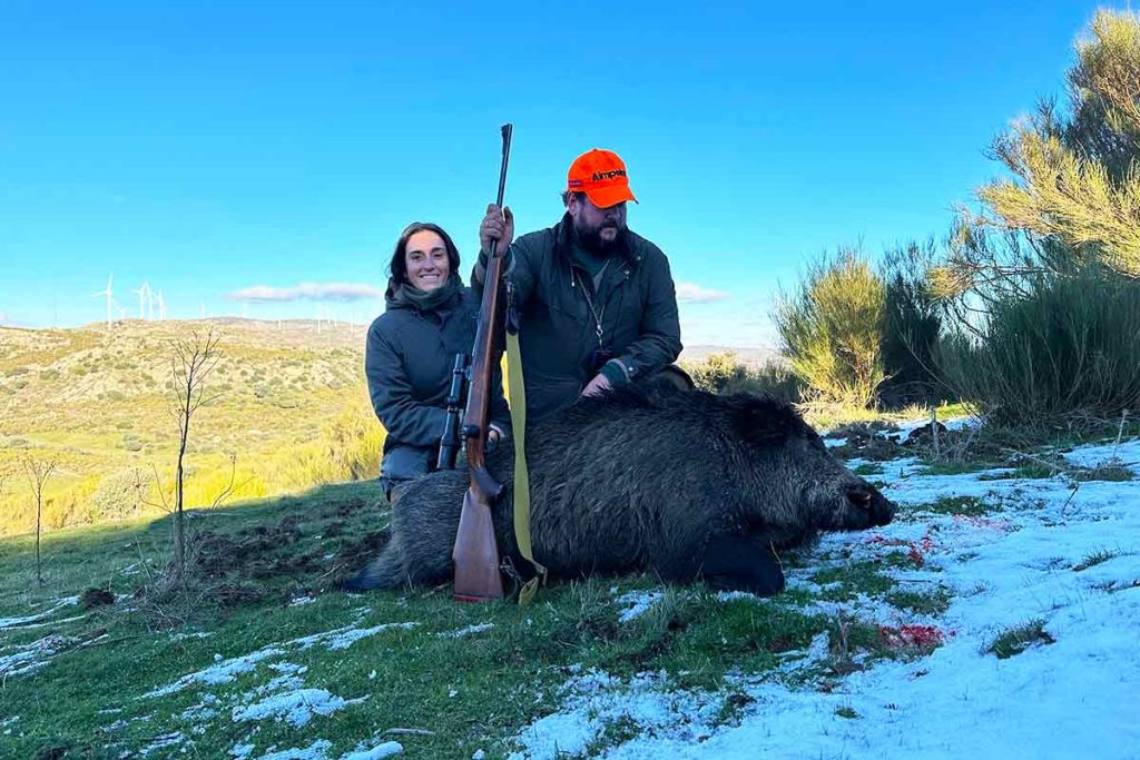 Dos cazadores en invierno.