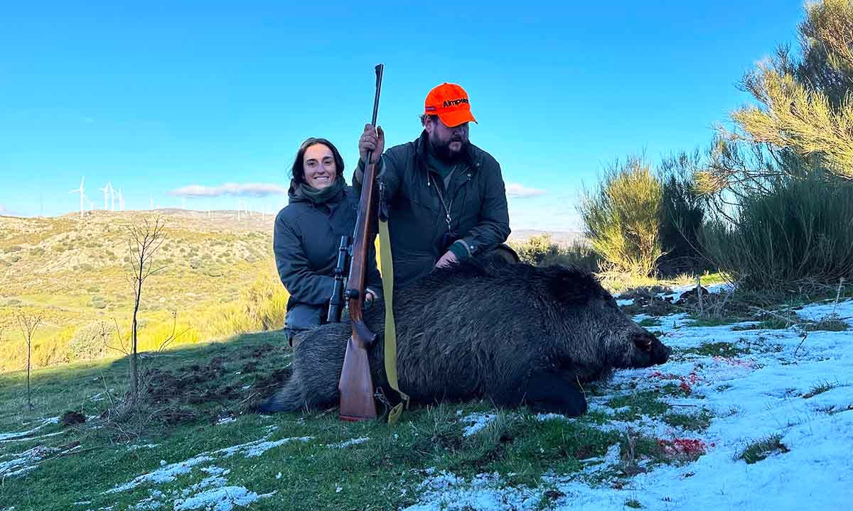 Dos cazadores en invierno.