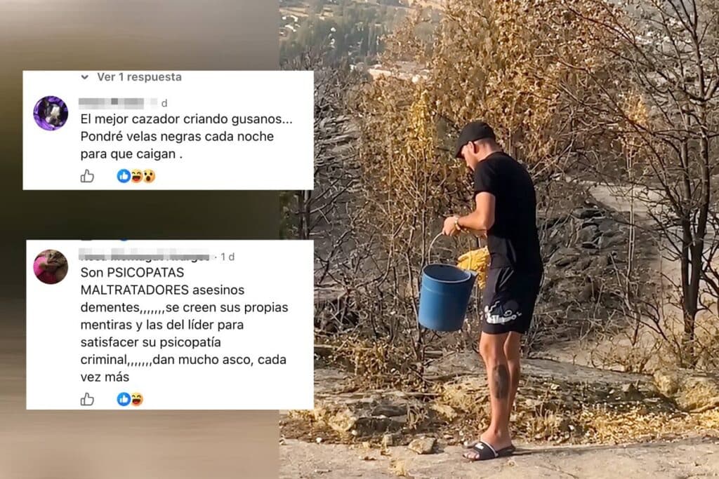 Uno de los cazadores insultados por los animalistas alimenta a la fauna.