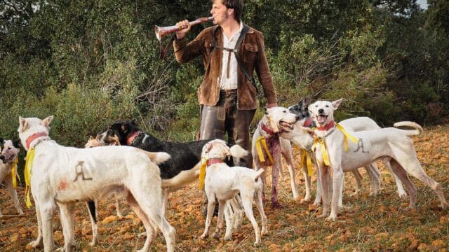 Rehalero con sus perros.